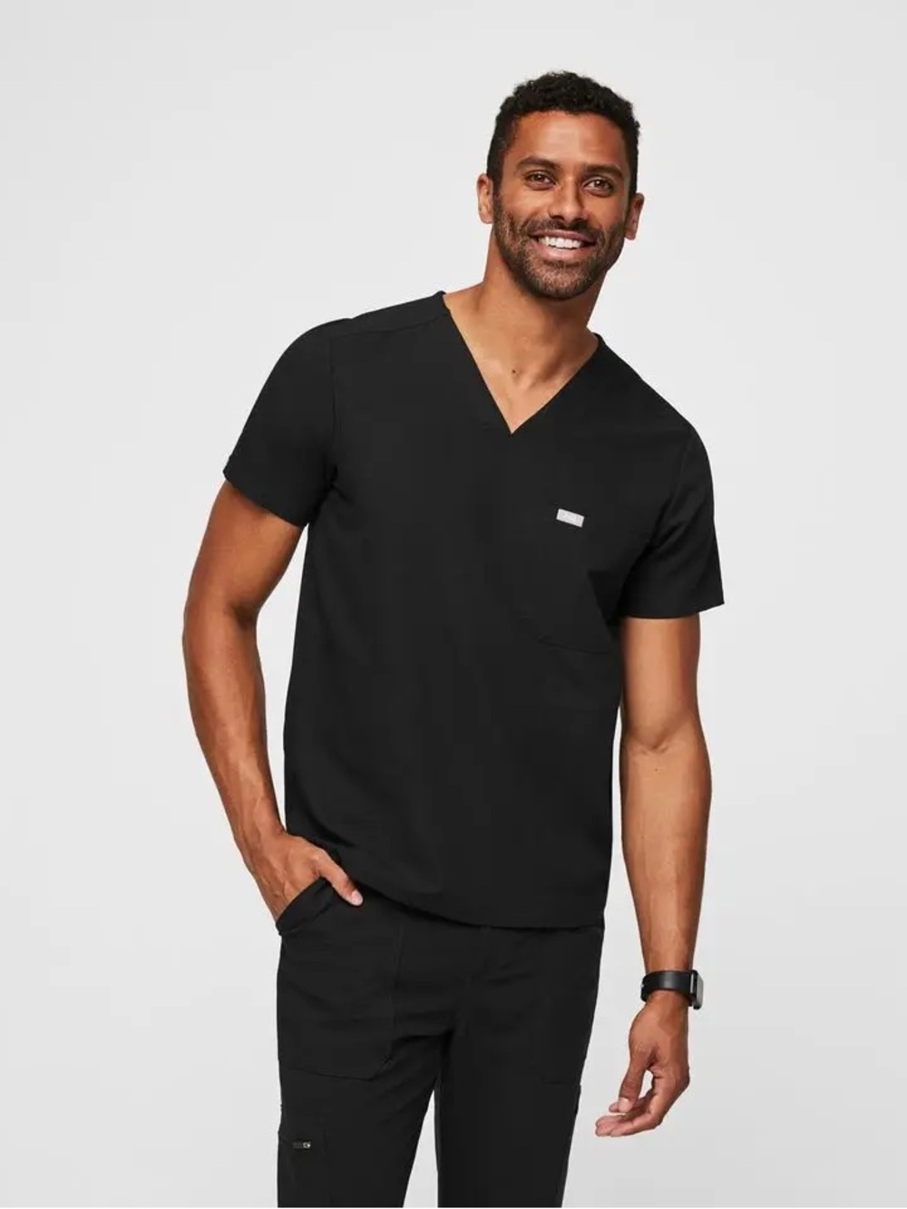 Figs Men's Black Chisec Scrub Top
